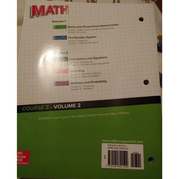 NEW! McGraw Hill Math GLENCOE 2015 Course 2; Volumes 1 & 2 student editions - Picture 5 of 5